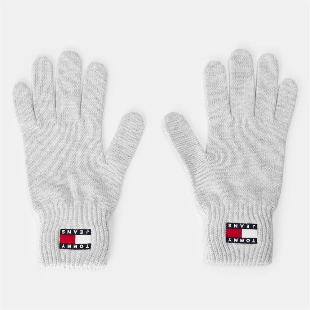 Tommy Jeans Womens/Ladies Knitted Flag Logo Winter Gloves / Gray